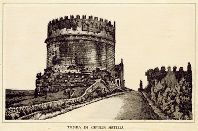 Roma: Graven til Cecilia Metella (litho) av Italian School