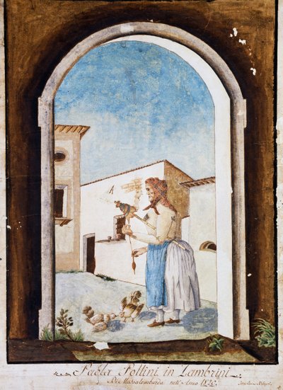 Romagna kvinne, Akvarell og blekk, Italia av Italian School