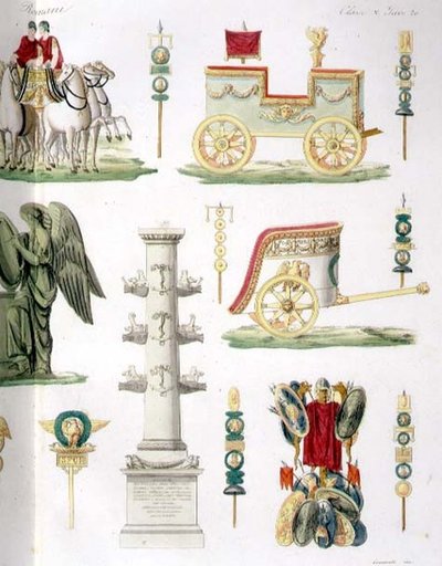 Romerske stridsvogner, troféer og militærmonumenter, detalj av plate 20, klasse 5 fra del I av 