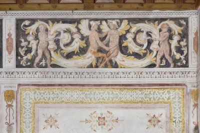Room of the Amorini, detalj (fresco) av Italian School