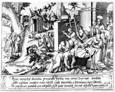 Saint Bruno grunnlegger Chartreuse-klosteret av Italian School