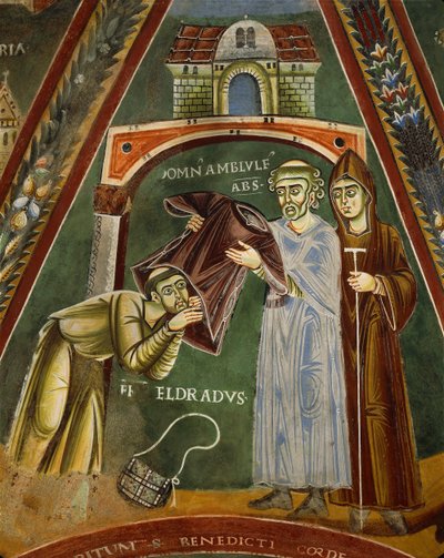 Saint Heldrad kommer tilbake fra Santiago de Compostela, i kapellet St. Heldrad og Nicholas (fresco) av Italian School