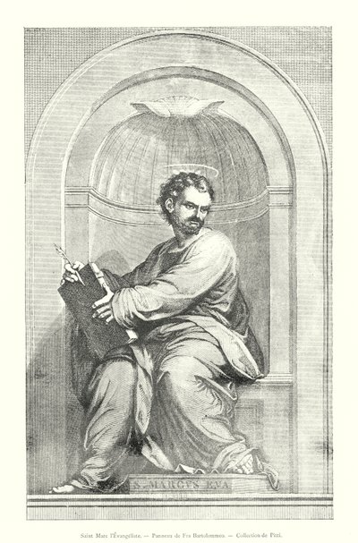 Evangelisten Markus, Panel av Fra Bartolommeo, Pitti-samlingen (gravering) av Italian School