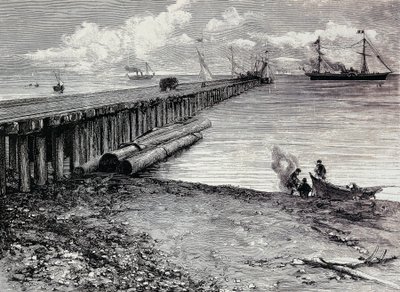 San Leon-gruven, borddekk av malm for Maddalena, Engraving, Sardinia, Italia av Italian School