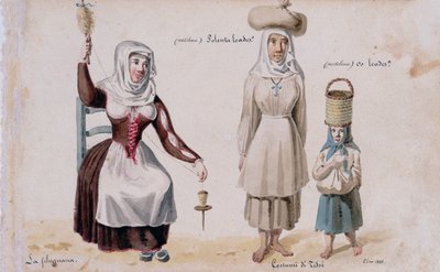 Sardinske kostymer fra Tissi, trykk ms. 257, Cominotti-samlingen av Italian School
