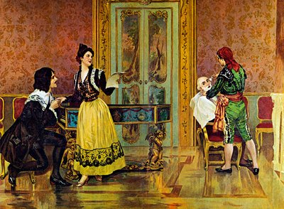 Scene fra operaen "Barberen fra Sevilla", av Gioachino Rossini av Italian School