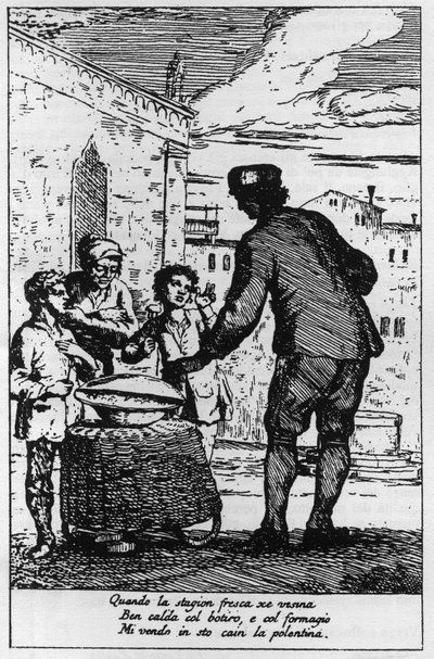 Selger av Polenta i gatene i Venezia (Venezia) på 1700-tallet. av Italian School