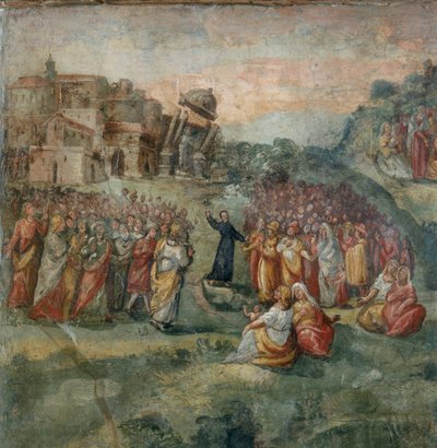 Preken av Saint Hippolytus, detalj av maleriet av Martyrdommen til Saint Hippolytus og hans følgesvenner av Italian School