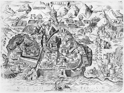Beleiring av Alger av Charles V (1500-58) i 1541 av Italian School