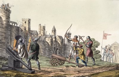 Soldiers and Artillery of the 15th Century, plate 16 fra The History of the Nations (akvatint) av Italian School