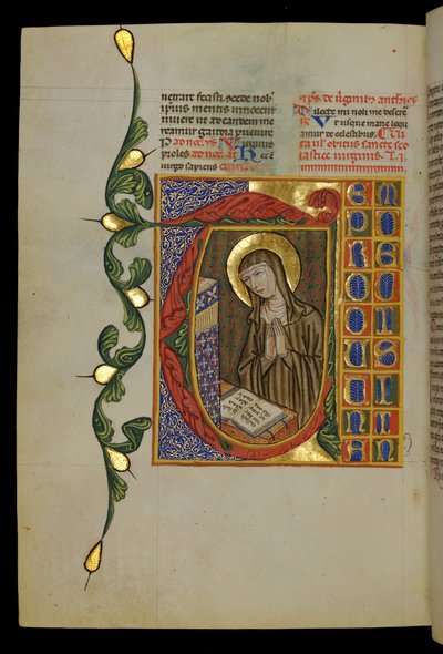 St. Scholastica med åpen bok av Italian School