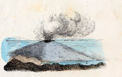 Dampende eller hvilende vulkan, Litografi Corbetta, Milano av Italian School