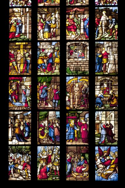 Historier om Saint Catherine of Alexandria (farget glass) (detalj av 3619177) av Italian School