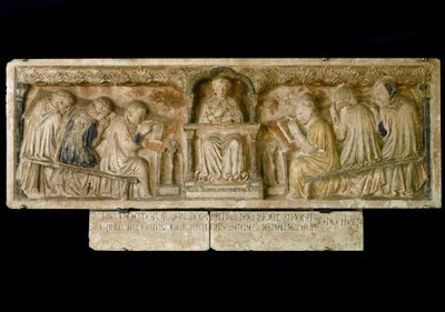 Studenter som følger kurset til Bonifacio Galluzzi (Grave slab, ca. 1346) av Italian School