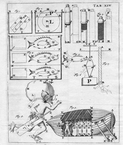 Studier av undervannsnavigasjon - i "The Movement of Animals" av Giovanni Alfonso Borelli (1608 - 1679) av Italian School