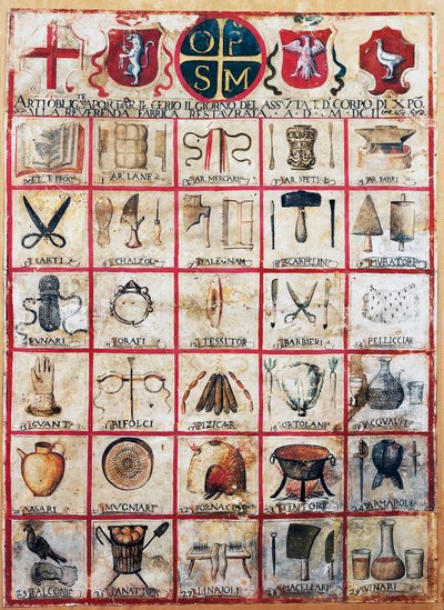 Symboler på kunst og håndverk i byen Orvieto av Italian School
