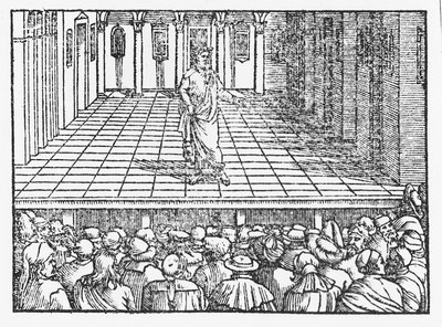 Terence scene, ca. 1563 (tresnitt) av Italian School