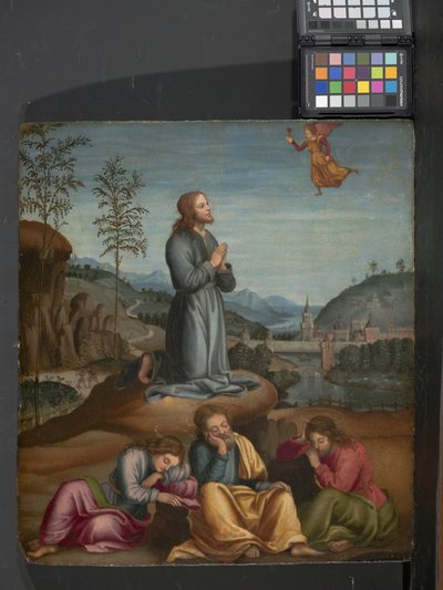 The Agony In The Garden (olje på tre) av Italian School