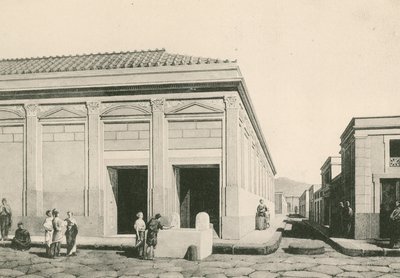 Byggingen av Eumachia slik den var (dyptrykk) av Italian School