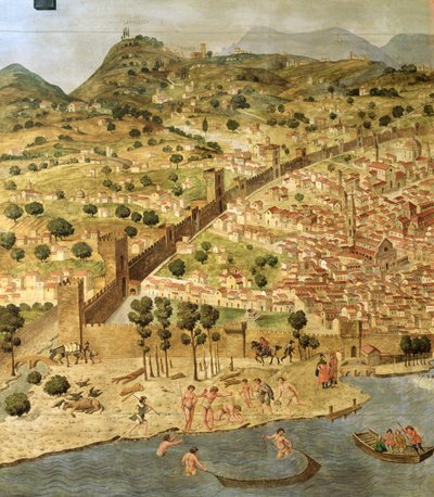 'Carta della Catena' viser et panorama av Firenze av Italian School