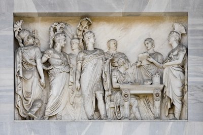 Wienerkongressen, detalj av Arch of Peace, Milano, Italia (marmor) av Italian School