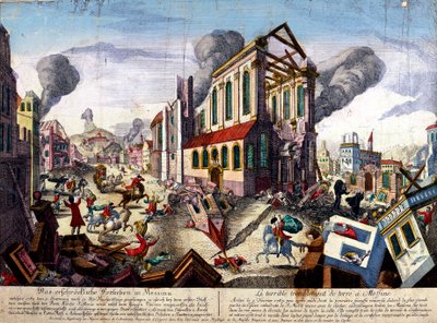 Jordskjelvet i Messina i 1783 (farget gravering) av Italian School