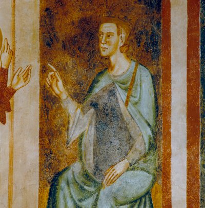 Guvernøren i Antiokia Olibrius, detalj av episoden av St. Margarets dom, fra freskosyklusen dedikert til Saint Margaret av Antiokia av Italian School