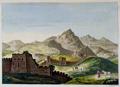 Den kinesiske mur, fra Le Costume Ancien et Moderne av Jules Ferrario, gravert av Gaetano Zancon (1771-1816) ca. 1820 av Italian School
