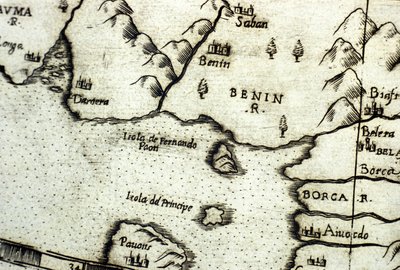 Beninbukten (tidligere Dahomey), en del av Guineabukta, basert på et kart over Urbano Monte av Italian School