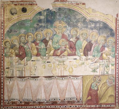 The Last Supper and the Agony in the Garden, ca. 1300 (freskomaleri overført til lerret) av Italian School
