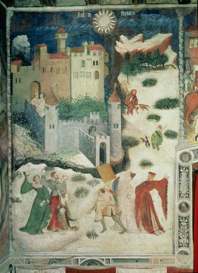 Januar måned, ca. 1400 (fresco) (se også 498706) av Italian School