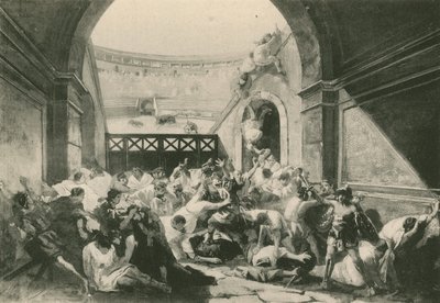 Krangelen mellom Pompeianere og Nucerines (gravyr) av Italian School