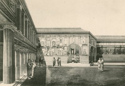 The Stabian Baths - The Court-Yard of the Stuccoes som den var (gravyr) av Italian School
