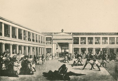 The Stabian Baths - The Wrestling-Place som det var (gravyr) av Italian School