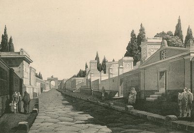 The Street of the Tombs som den var (gravure) av Italian School