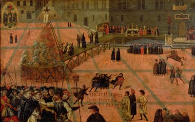 The Torture of Savonarola (1452-98) (olje på panel) av Italian School