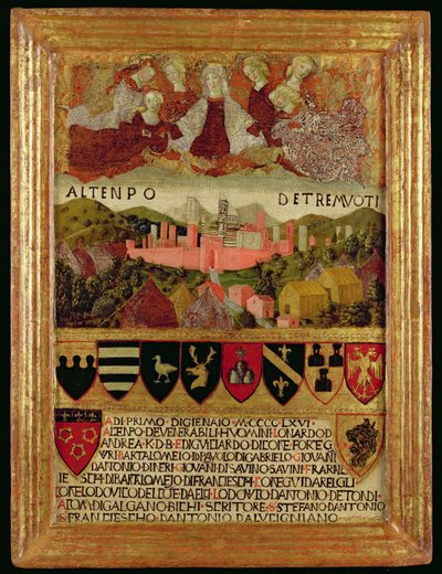 Die Jungfrau schützt Siena vor dem Erdbeben von 1466 von Italian School