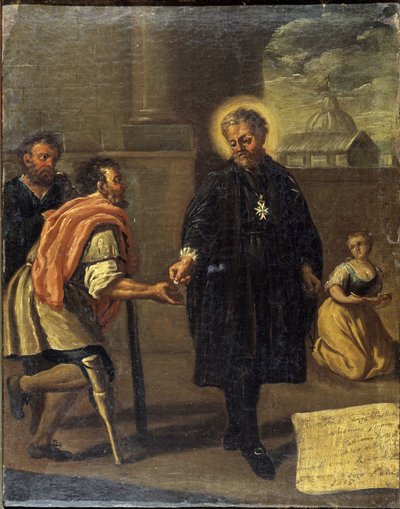 Den velsignede Garcia Martinez (Garcia Martinez såret), napolitansk skole av Italian School