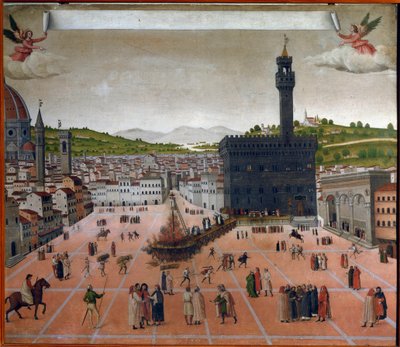 Bålet til Girolamo Savonarola på Piazza della Signoria, Firenze i 1498 (maleri) av Italian School