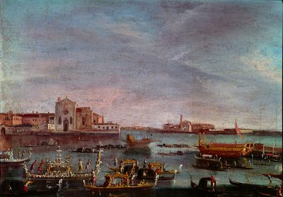 Regattaen på Canal Grande i Venezia Anonymt maleri av solen fra 1700-tallet. 36x54 cm Venezia, Museo Correr av Italian School