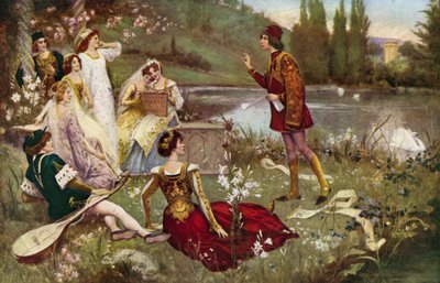 Fortellingen om en av Decameron-historiene av Italian School