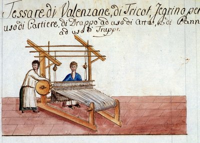 Veving av ull. 1807 Statsarkivet i Milano av Italian School
