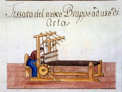 Veving av ull. 1807. Statsarkivet i Milano av Italian School