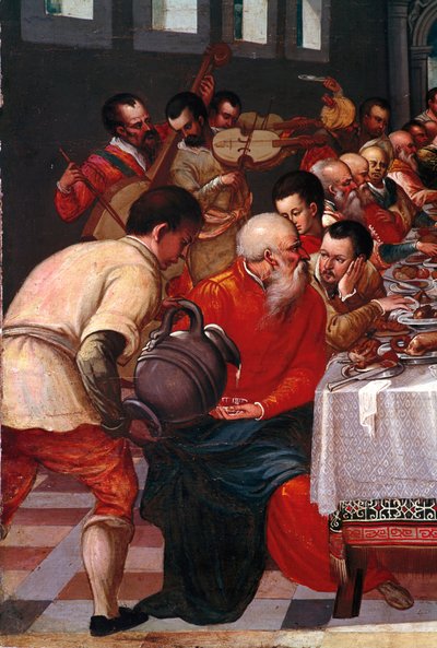 Bryllupet til Cana Detail. Anonymt maleri av den venetianske skolen. 1500-tallets søn. 85x118 cm vene, Correr museum av Italian School