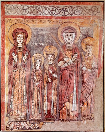Teologiske dyder: Tro, nestekjærlighet og håp (fresco, 8. århundre) av Italian School
