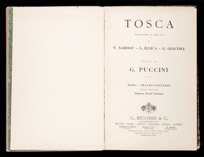 Tittelside, Libretto della Tosca, av Giacomo Puccini, Ricordi Edition, Italia av Italian School