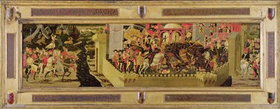 Turneringsscene: The Melee (olje på panel) av Italian School