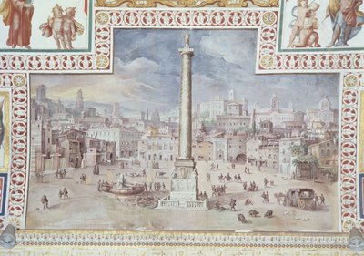 Trajans-søylen, Trajans Forum, Roma av Italian School