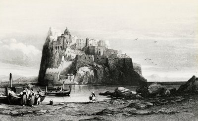 Utsikt over øya Ischia, gravering, Italia av Italian School