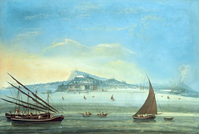 Utsikt over Napoli (gouache på panel) (se også 207963, 207965, 207966) av Italian School